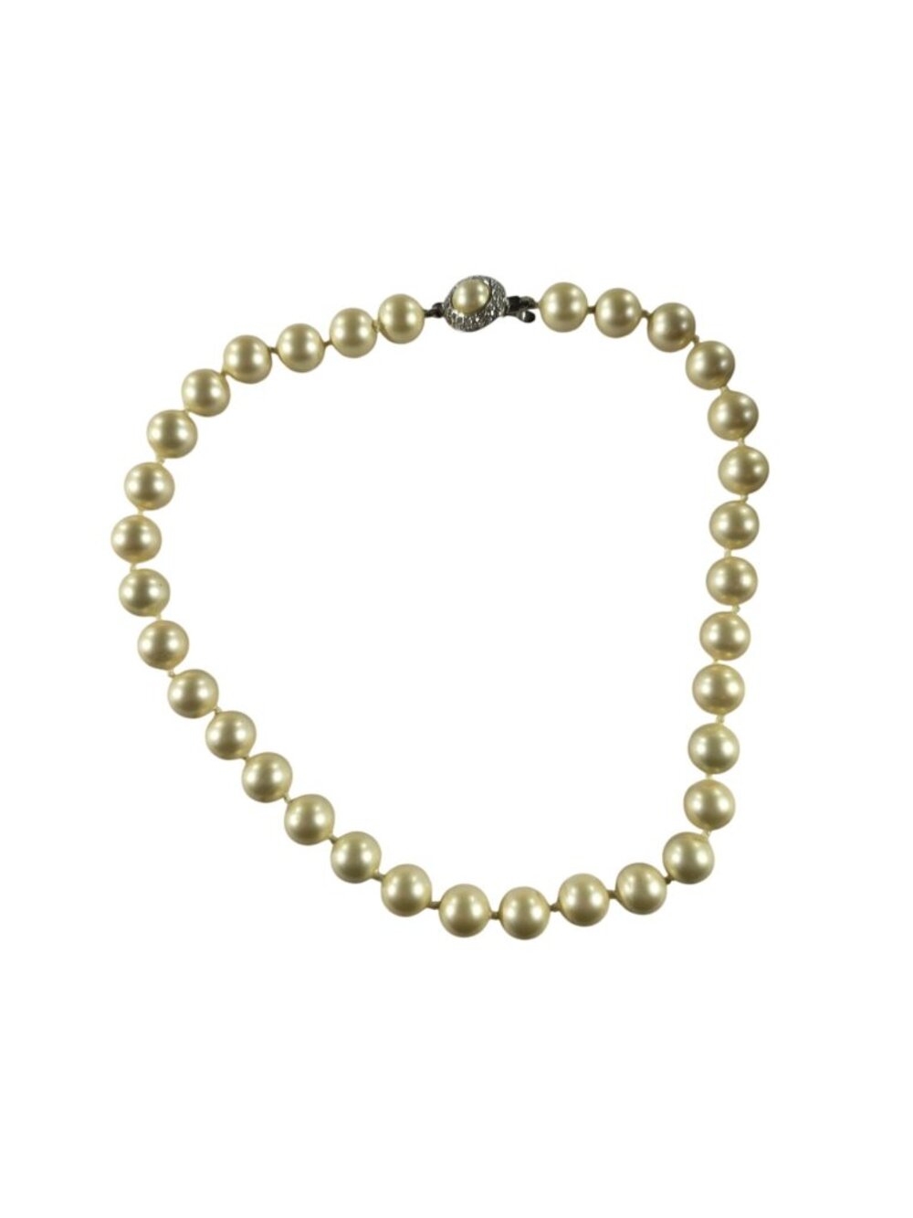 Vtg Ralph Lauren Faux Pearl Necklace Choker Rhinestone Classic Retro Elegant